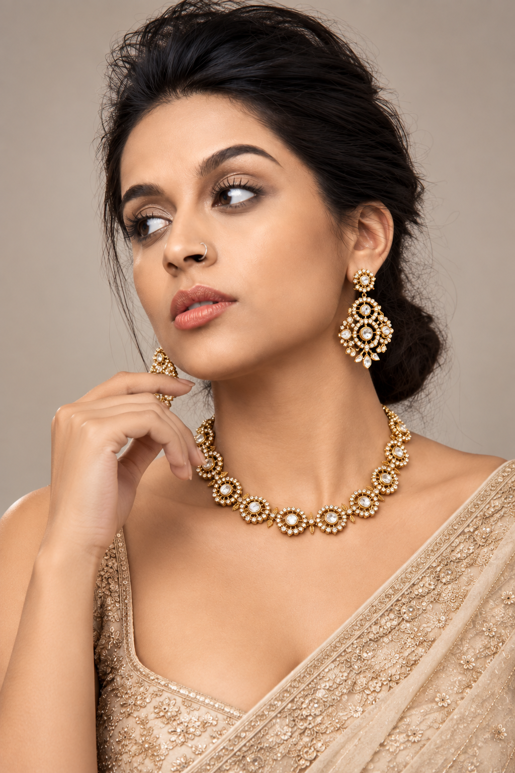 8900-5-sdo | Circular Crystal Motif Necklace Set — sdo, view 5