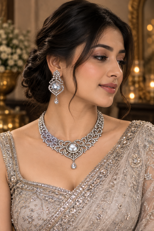 Regal Teardrop Crystal Necklace Set - Chandelier by MSK Jewells