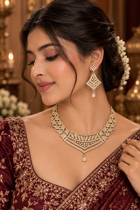 Crystal cascade necklace set, alternate product view