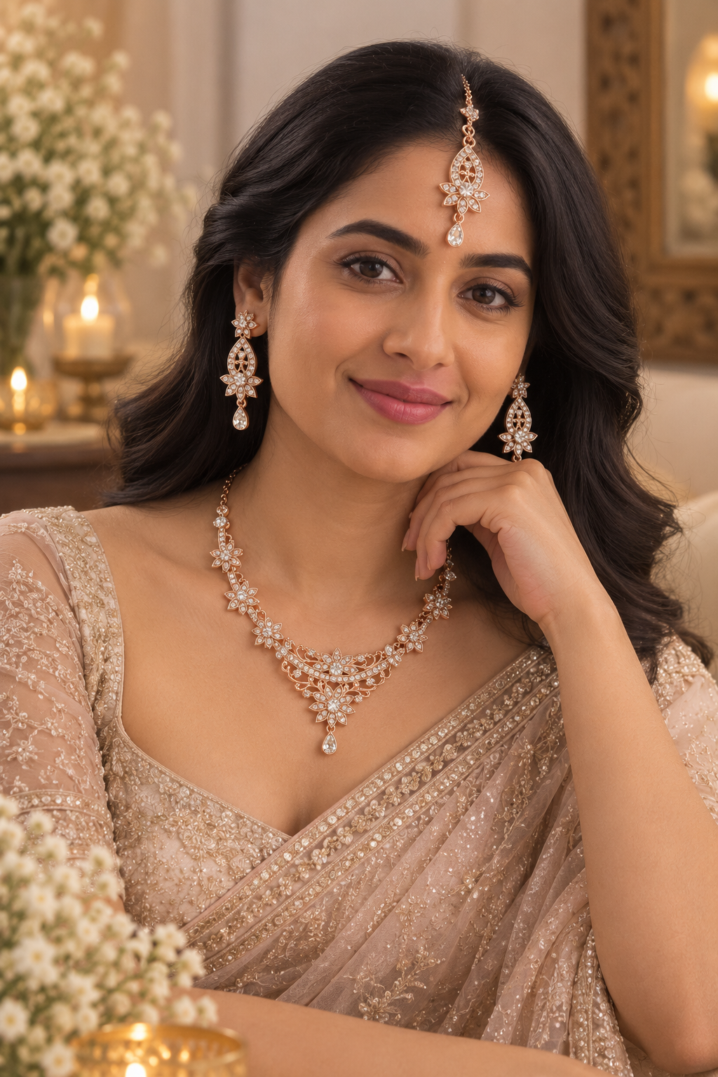 5600-2-ROS-W | MSK Jewels necklace in Rose White