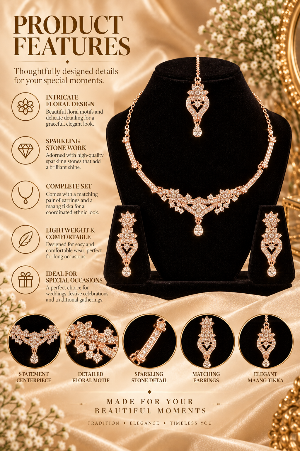 5600-4-ROS-W | MSK Jewels necklace in Rose White