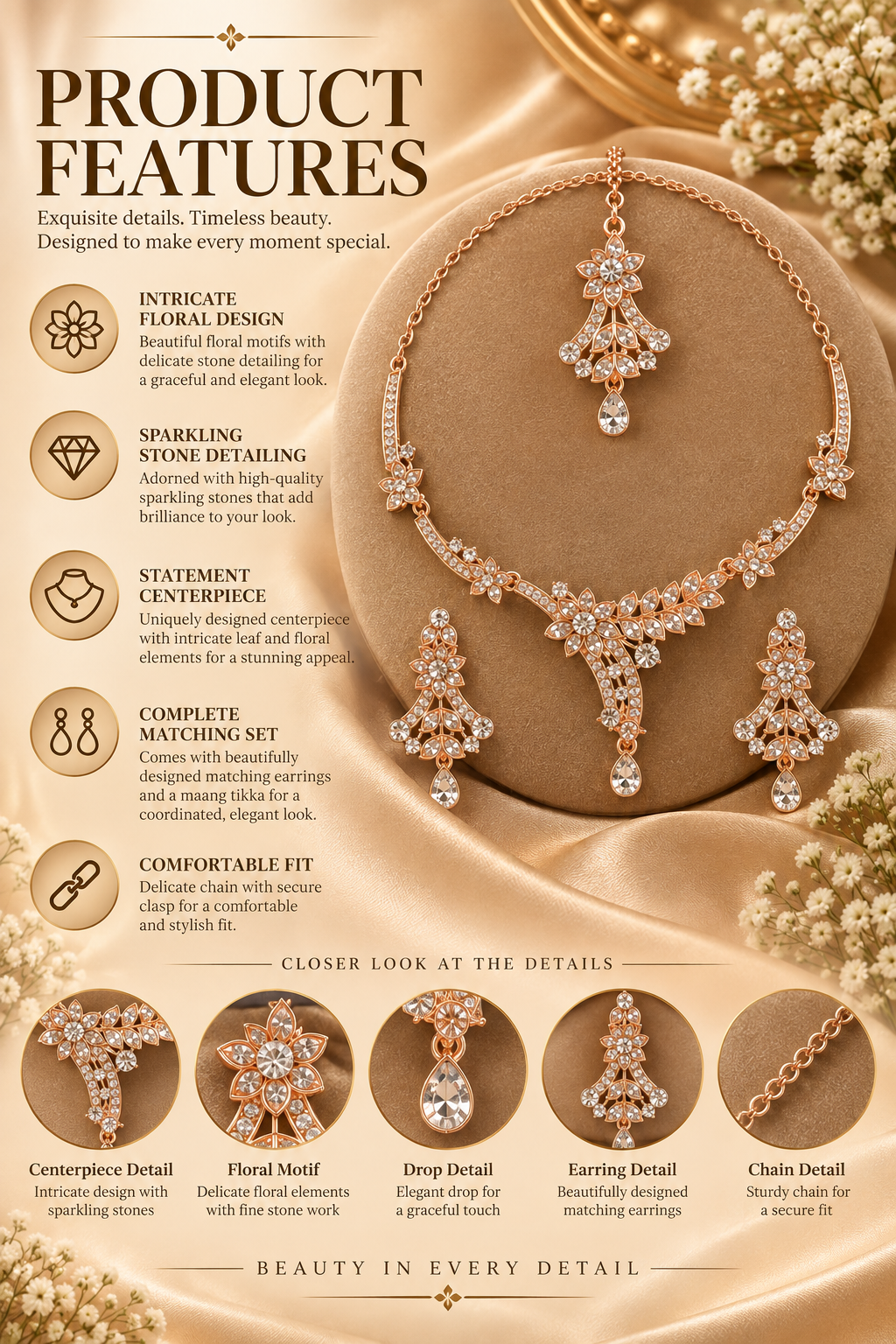 5600-8-ROS-W | MSK Jewels necklace in Rose White