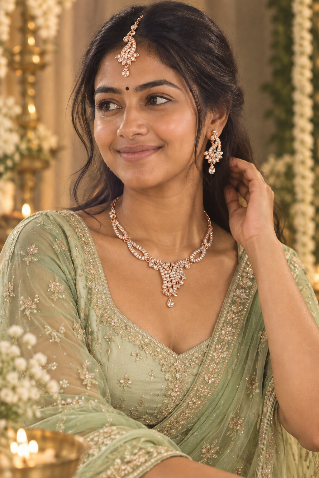 5600-9-ROS-W | MSK Jewels necklace in Rose White