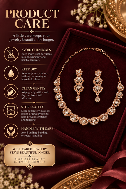 6500-4-ROS-W | Geometric Crystal Necklace Set — Rose White, view 5