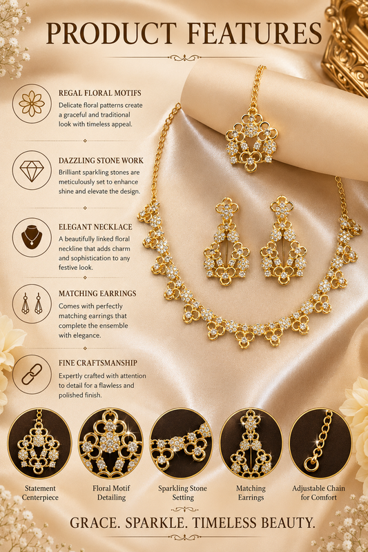 8900-1-SDO | Floral Clover Crystal Necklace Set — SDO, view 2