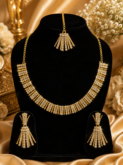 8900-2-SDO | Crystal Fringe Necklace Set — SDO, view 1