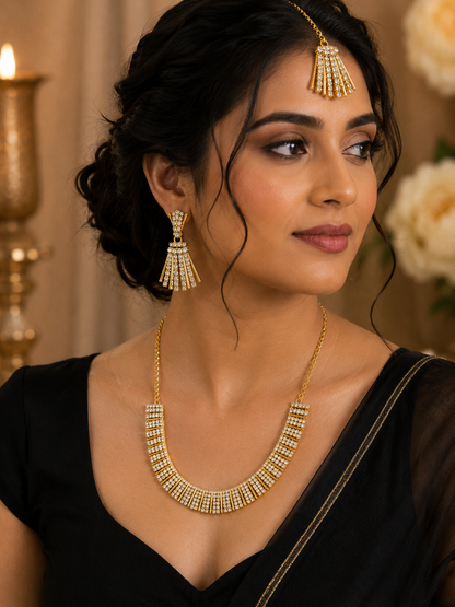 8900-2-SDO | Crystal Fringe Necklace Set — SDO, view 3