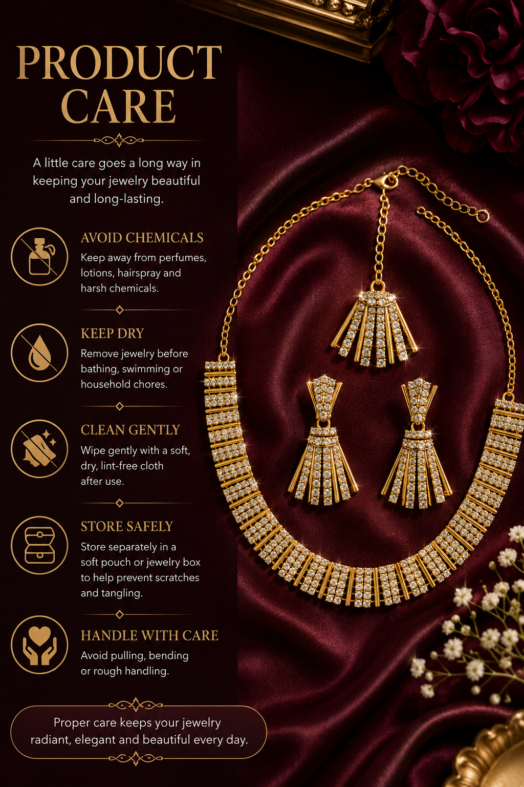 8900-2-SDO | Crystal Fringe Necklace Set — SDO, view 4