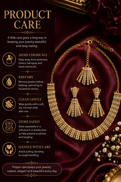 8900-2-SDO | Crystal Fringe Necklace Set — SDO, view 4