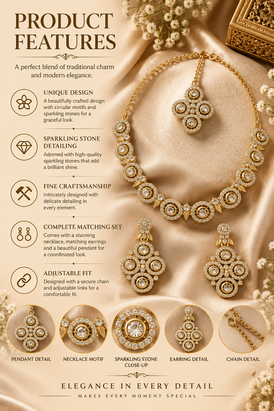 8900-5-sdo | Circular Crystal Motif Necklace Set — sdo, view 2