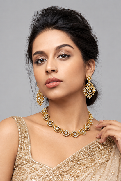 8900-5-sdo | Circular Crystal Motif Necklace Set — sdo, view 4