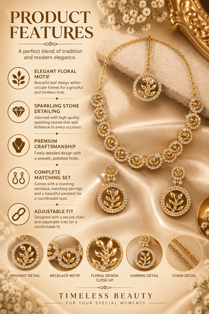 8900-6-sdo | Botanical Circle Crystal Necklace Set — sdo, view 3