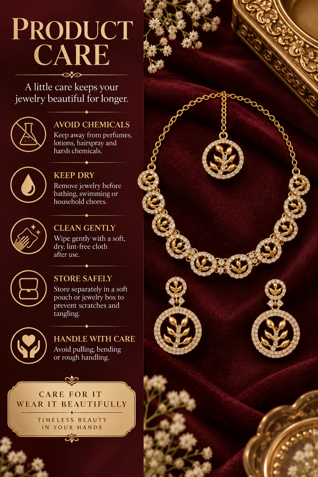 8900-6-sdo | Botanical Circle Crystal Necklace Set — sdo, view 5