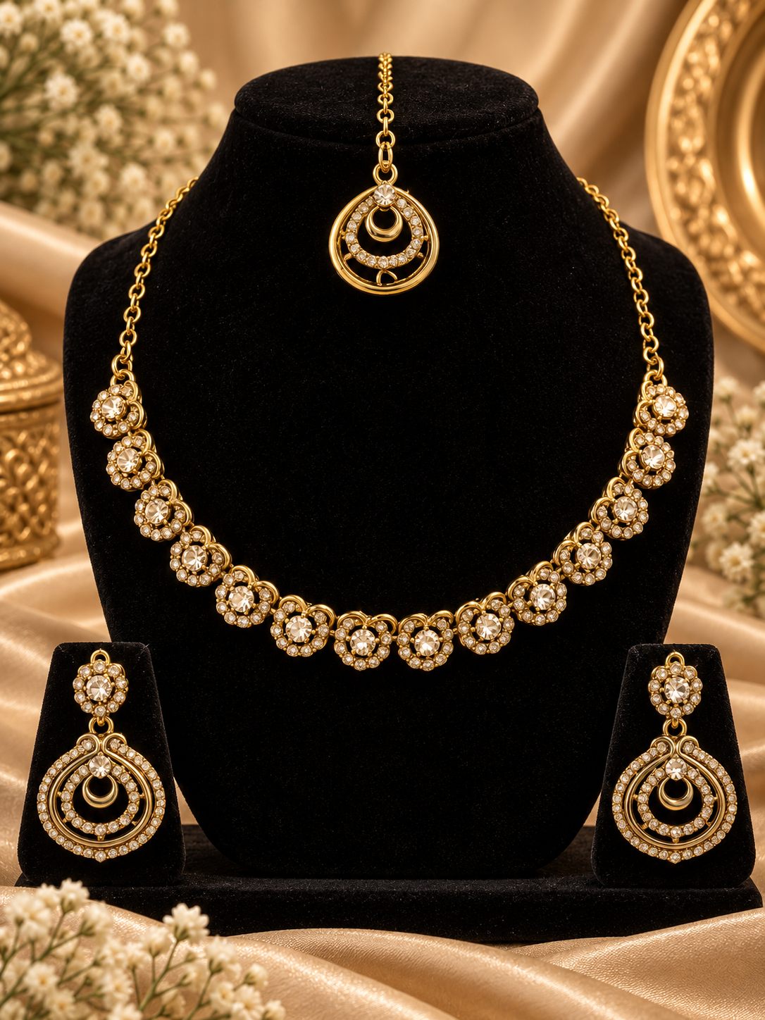 8900-8-SDO | Round Pendant Crystal Necklace Set — SDO, view 2