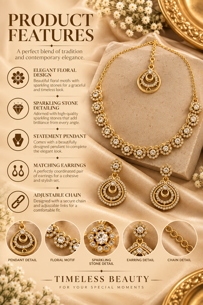 8900-8-SDO | Round Pendant Crystal Necklace Set — SDO, view 4