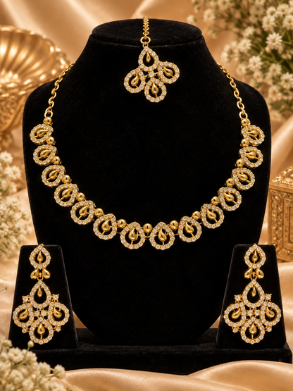 8900-9-SDO | Teardrop Motif Crystal Necklace Set — SDO, view 1