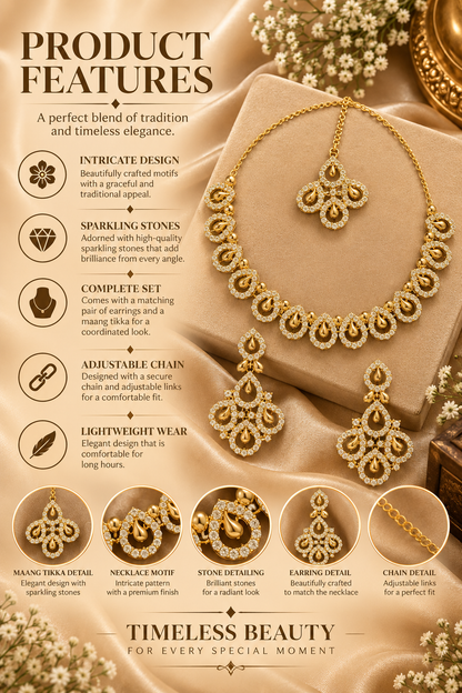 8900-9-SDO | Teardrop Motif Crystal Necklace Set — SDO, view 2