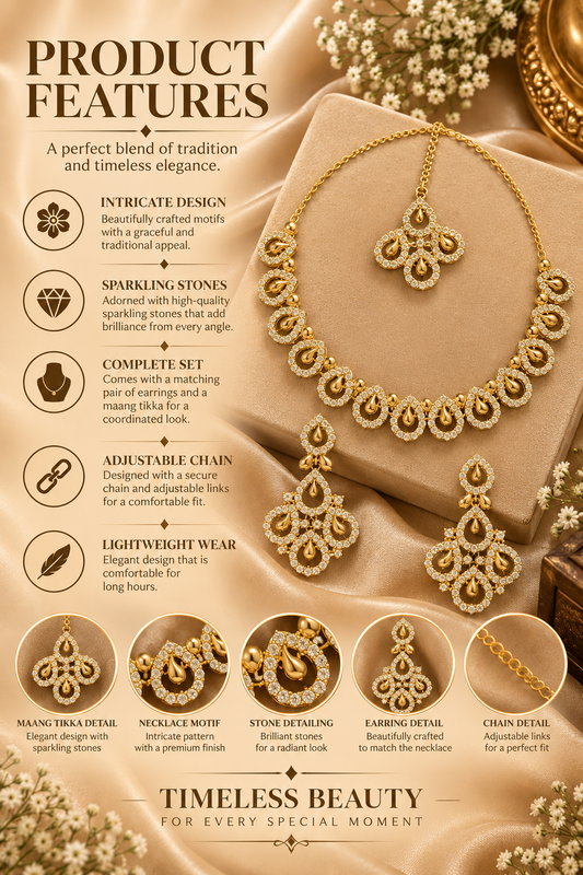 8900-9-SDO | Teardrop Motif Crystal Necklace Set — SDO, view 2