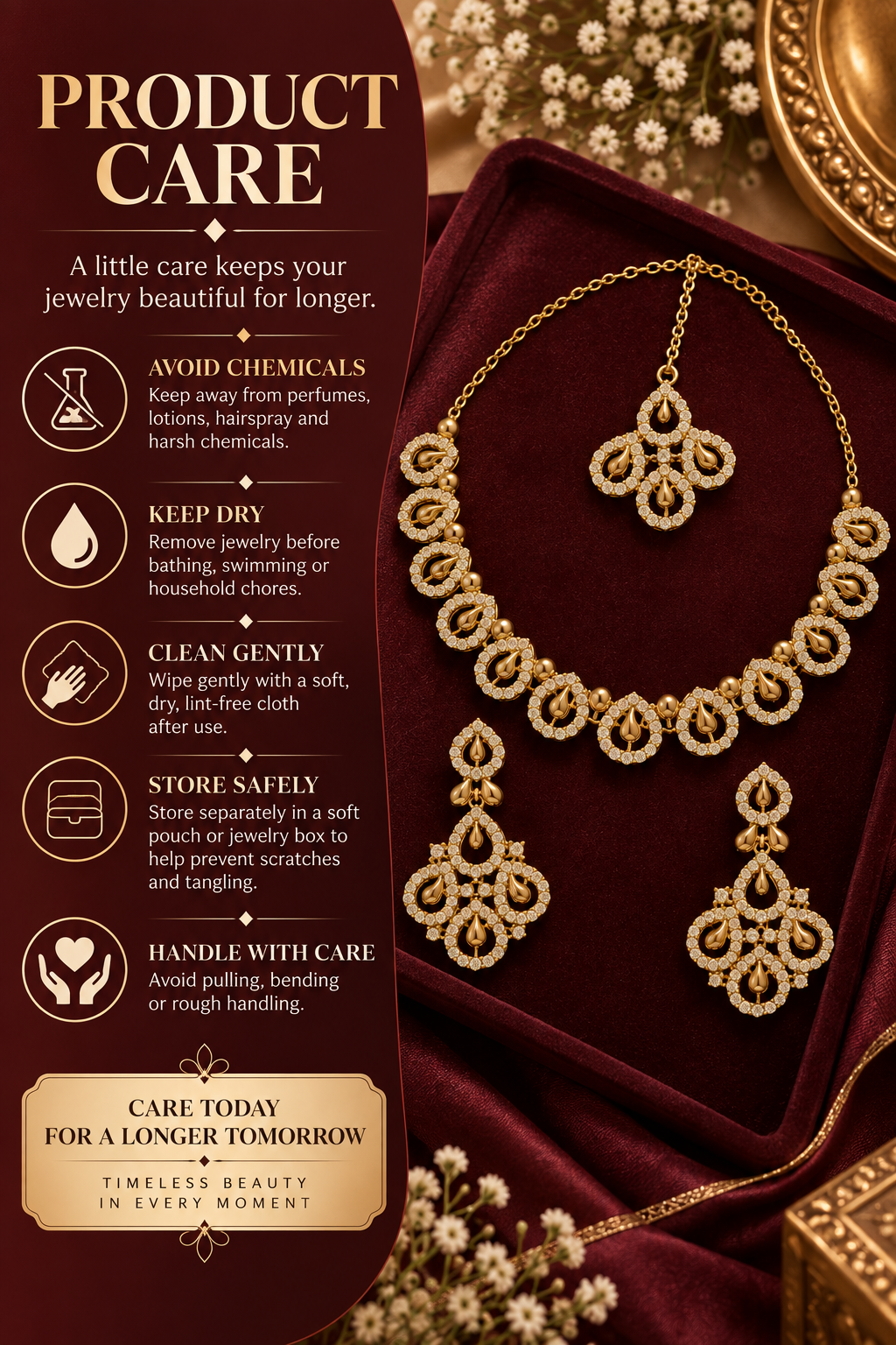 8900-9-SDO | Teardrop Motif Crystal Necklace Set — SDO, view 4