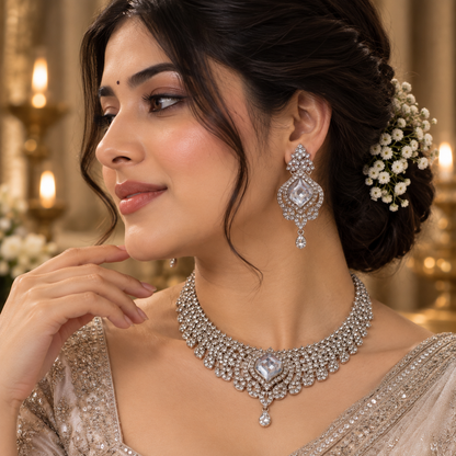 Floral Marquise Crystal Necklace Set - Chandelier by MSK Jewells