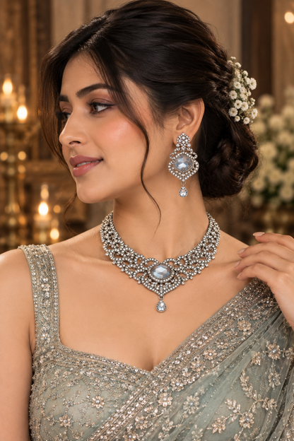 Regal Teardrop Crystal Necklace Set - Chandelier by MSK Jewells
