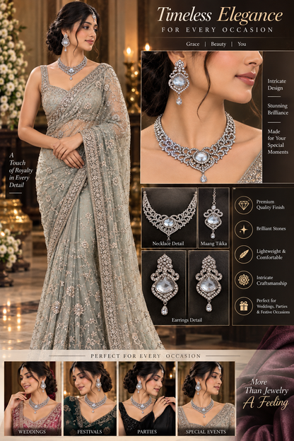 Regal Teardrop Crystal Necklace Set - Chandelier by MSK Jewells